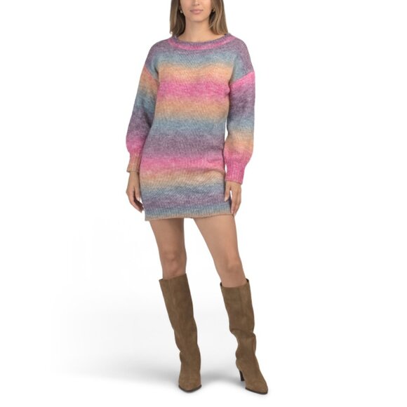 LOVE BY DESIGN Passion Wool Blend Long Line Striped Sweater - Picture 1 of 2